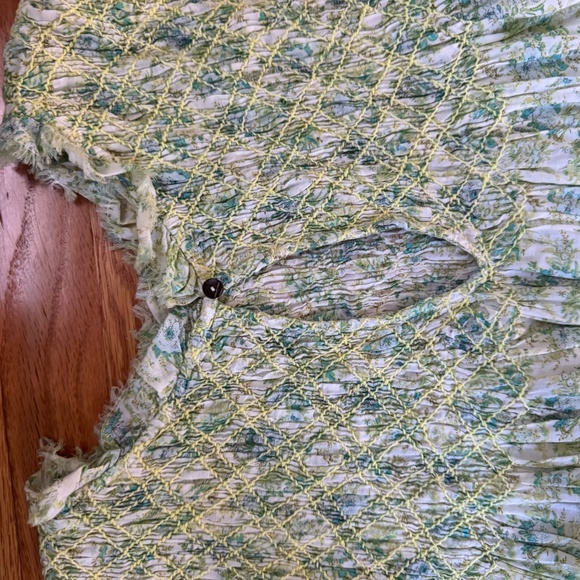 Free People Shea Floral Cotton Blend Babydoll Boho Sleeveless Dress - Undersea - Picture 9 of 9